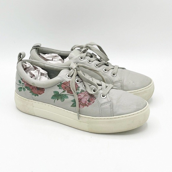J/Slides Adel Floral Lace-Up Sneakers Leather Platform Shoe - Picture 1 of 12
